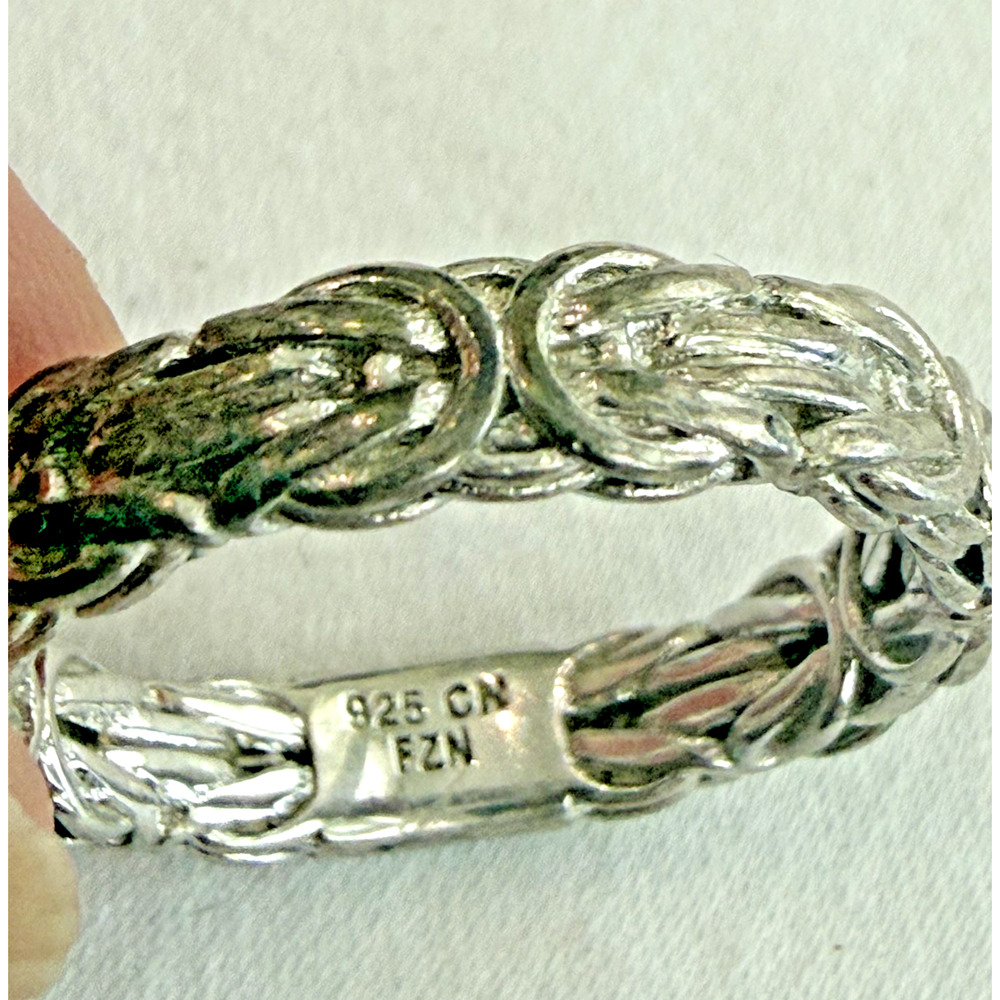 Sterling Silver Byzantine Woven Band Ring Sz 11 Stackable Vintage FZN 925 CN